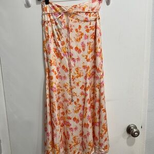Maje NWT orange flower midi skirt